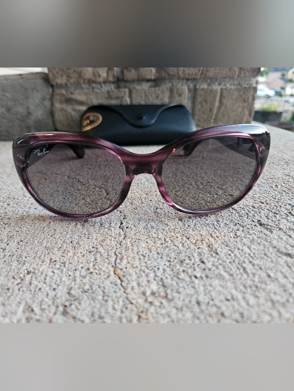 Ray-Ban Women’s Purple Gradient Oversized Sunglasses with Gray Lenses